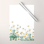 white Margaret daisy watercolor Wrapping Paper Gallery Image 1