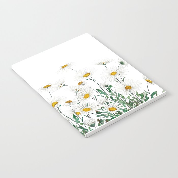 white Margaret daisy watercolor Notebook Gallery Image 1