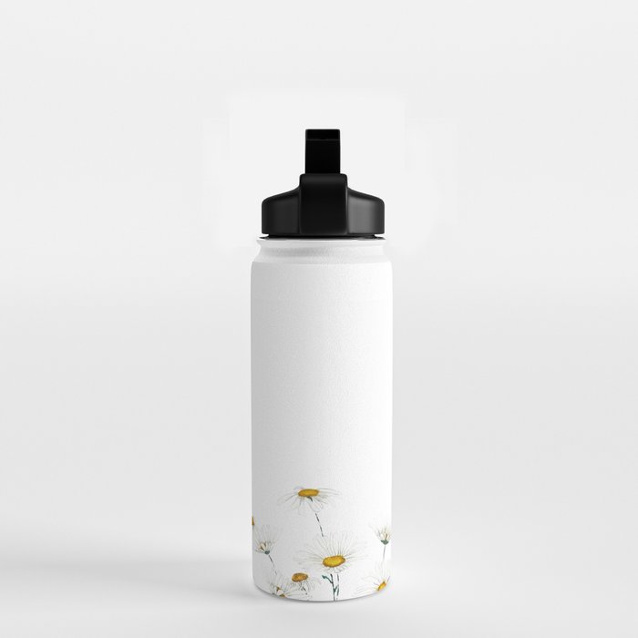 white Margaret daisy watercolor Water Bottle Gallery Image 2