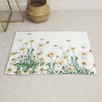 white Margaret daisy watercolor Rug Gallery Image 1