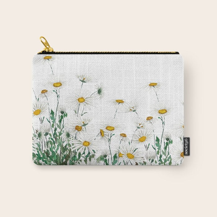 white Margaret daisy watercolor Carry All Pouch Gallery Image 1