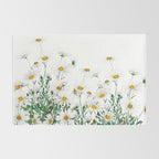 white Margaret daisy watercolor Rug Gallery Image 2