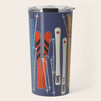 Retro Colorful Skis Travel Mug Gallery Image 1