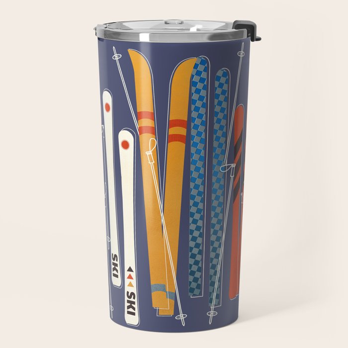 Retro Colorful Skis Travel Mug Gallery Image 2