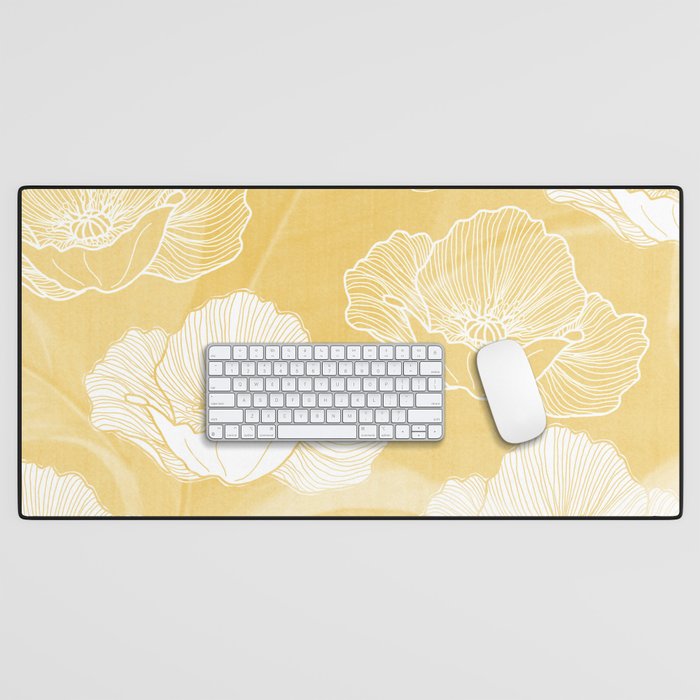 Poppy bloom - yellow Desk Mat Gallery Image 1