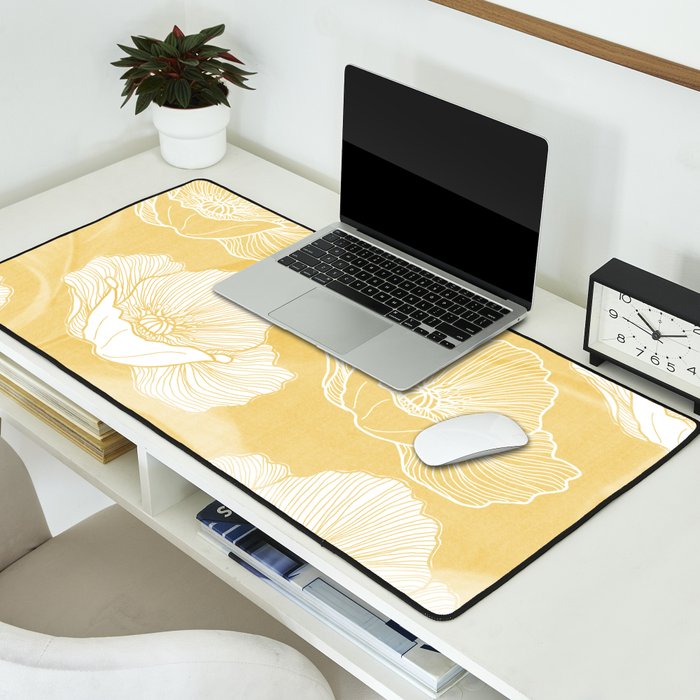 Poppy bloom - yellow Desk Mat Gallery Image 2