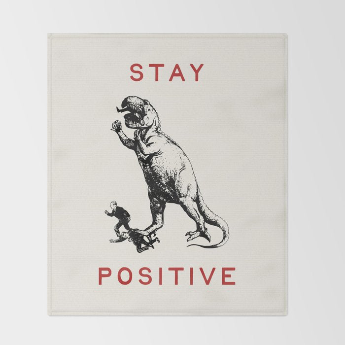 Stay Positive - Fun Dinosaur Throw Blanket Gallery Image 2