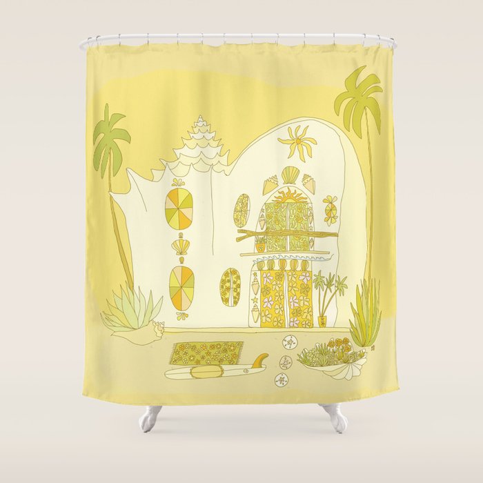surf house shell dream house // retro art by surfy birdy Throw Pillow Gallery Image 2