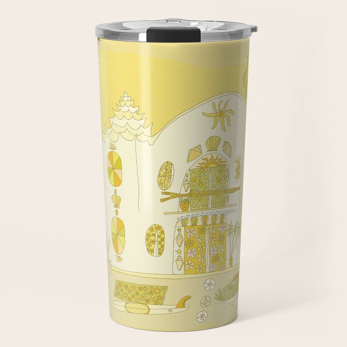 surf house shell dream house // retro art by surfy birdy Travel Mug Gallery Image 1