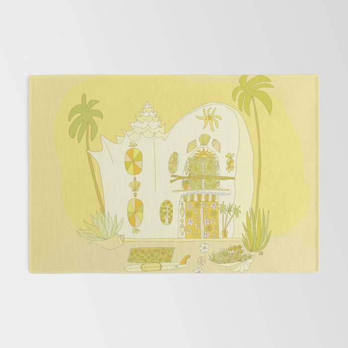 surf house shell dream house // retro art by surfy birdy Rug Gallery Image 2