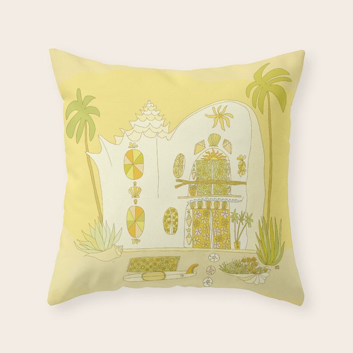 surf house shell dream house // retro art by surfy birdy Throw Pillow Gallery Image 6