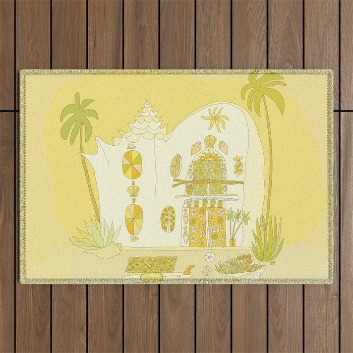 surf house shell dream house // retro art by surfy birdy Outdoor Rug Gallery Image 1