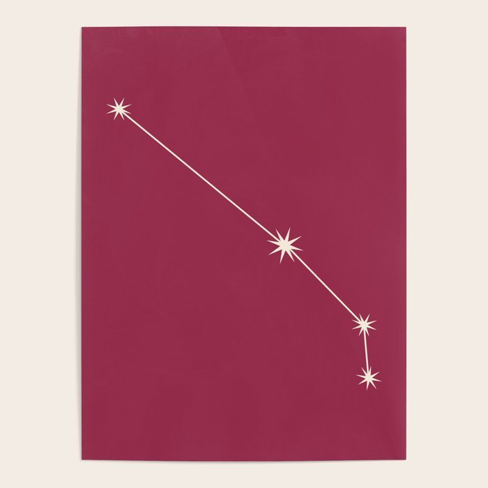 Aries Zodiac Star Constellation Line Art Pink Poster Gallery Image 4