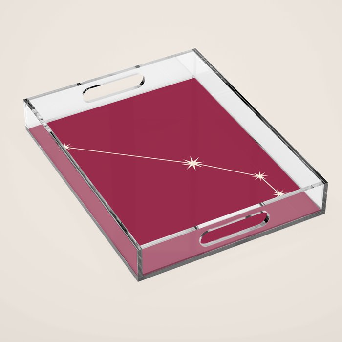 Aries Zodiac Star Constellation Line Art Pink Acrylic Tray Gallery Image 1
