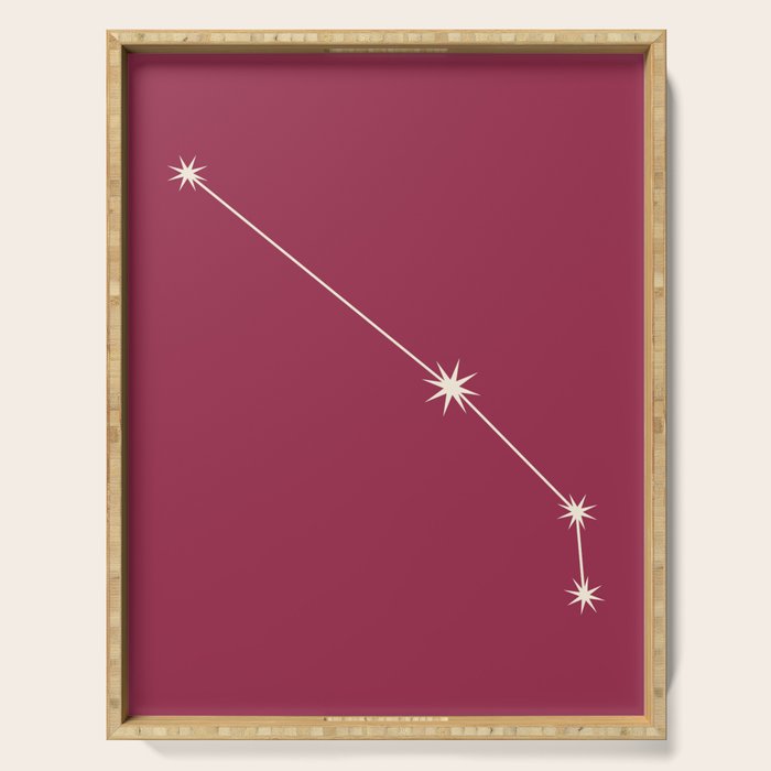 Aries Zodiac Star Constellation Line Art Pink Serving Tray Gallery Image 1