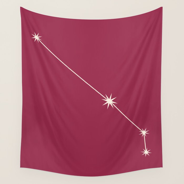 Aries Zodiac Star Constellation Line Art Pink Wall Tapestry Gallery Image 4
