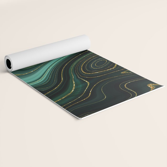 Abstract Gold Glitter Malachite Marble Landscapes Yoga Mat Gallery Image 2