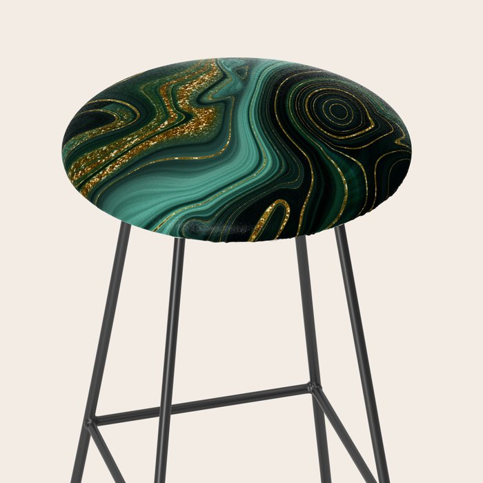 Abstract Gold Glitter Malachite Marble Landscapes Stool Gallery Image 2