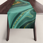 Abstract Gold Glitter Malachite Marble Landscapes Table Runner Gallery Image 1