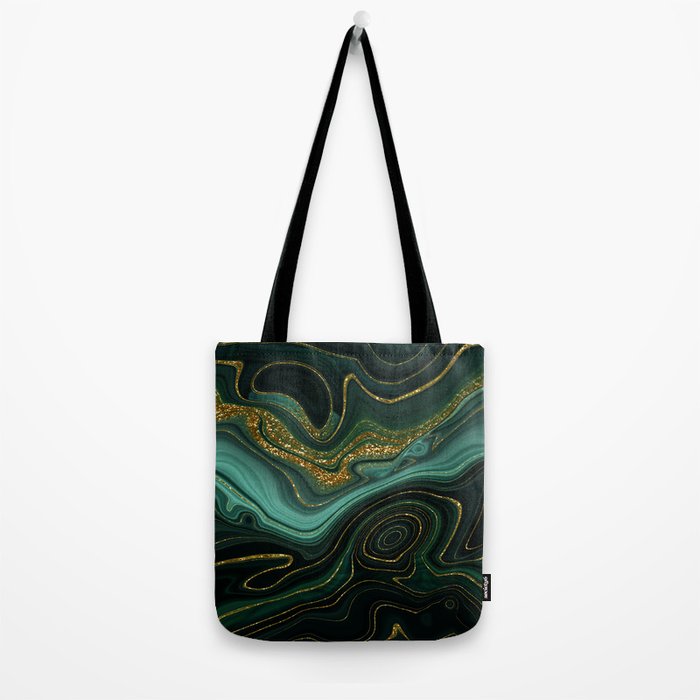 Abstract Gold Glitter Malachite Marble Landscapes Tote Bag Gallery Image 2