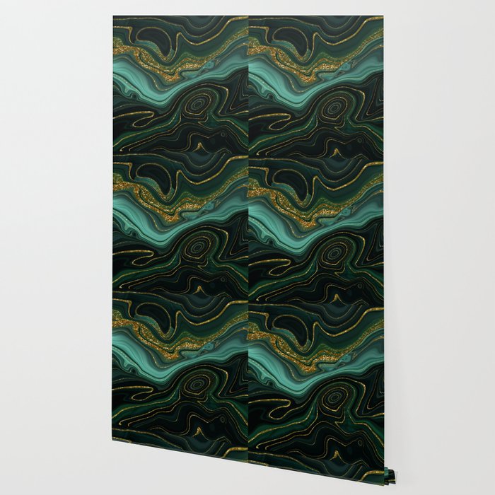 Abstract Gold Glitter Malachite Marble Landscapes Wallpaper Gallery Image 2