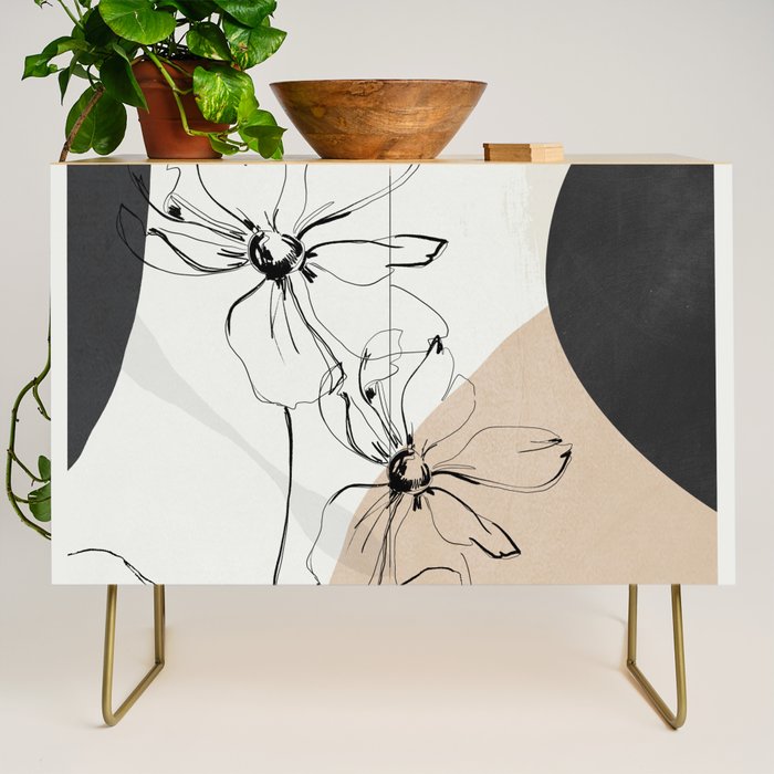 Abstract Art /Minimal Flowers Credenza Gallery Image 1