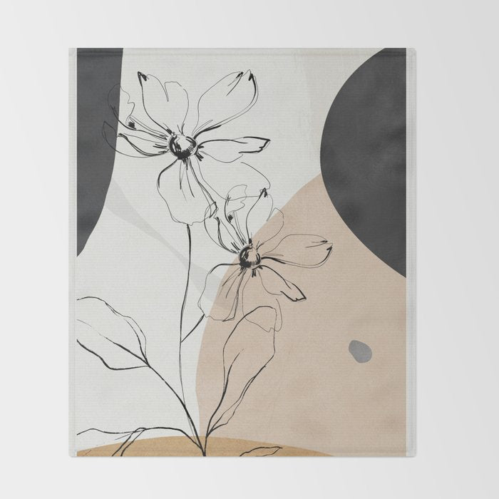 Abstract Art /Minimal Flowers Throw Blanket Gallery Image 2