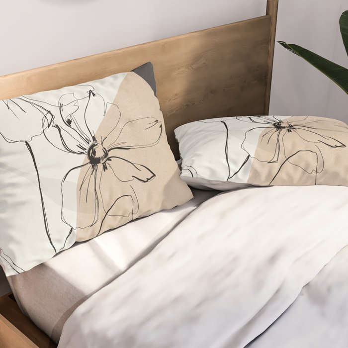 Abstract Art /Minimal Flowers Pillow Sham Gallery Image 2
