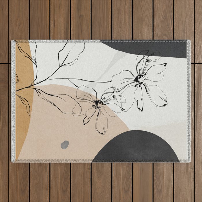 Abstract Art /Minimal Flowers Outdoor Rug Gallery Image 1