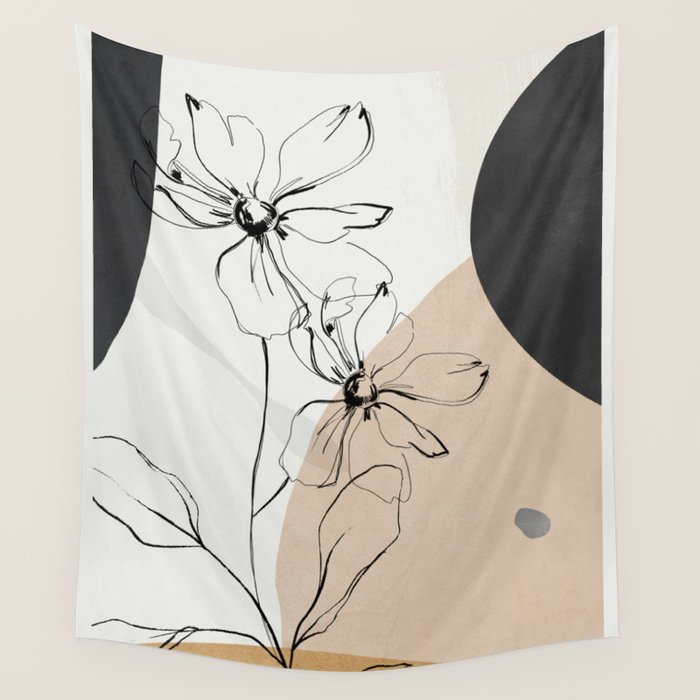 Abstract Art /Minimal Flowers Wall Tapestry Gallery Image 4