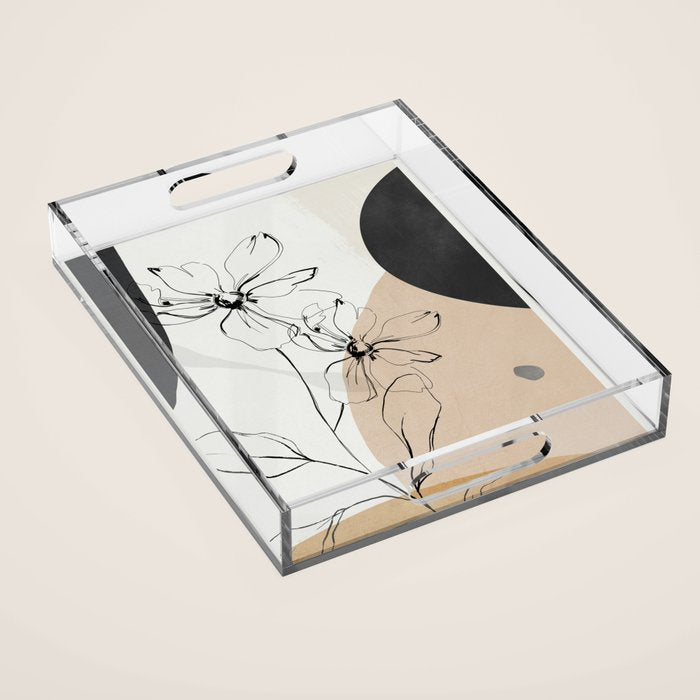 Abstract Art /Minimal Flowers Acrylic Tray Gallery Image 1
