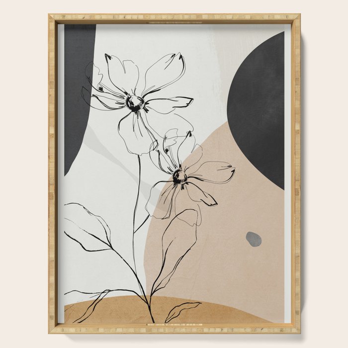 Abstract Art /Minimal Flowers Serving Tray Gallery Image 1