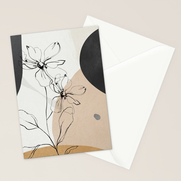 Abstract Art /Minimal Flowers Stationery Card Gallery Image 2