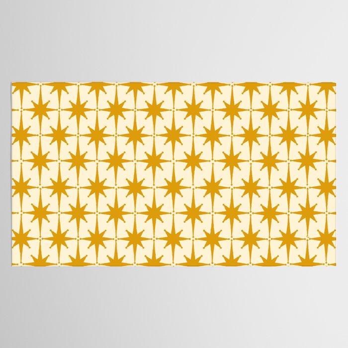 Retro Vintage 50s Starbursts Pattern in Cream and Honey Mustard Tablecloth Gallery Image 2