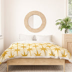 Retro Vintage 50s Starbursts Pattern in Cream and Honey Mustard Duvet Cover Gallery Image 3