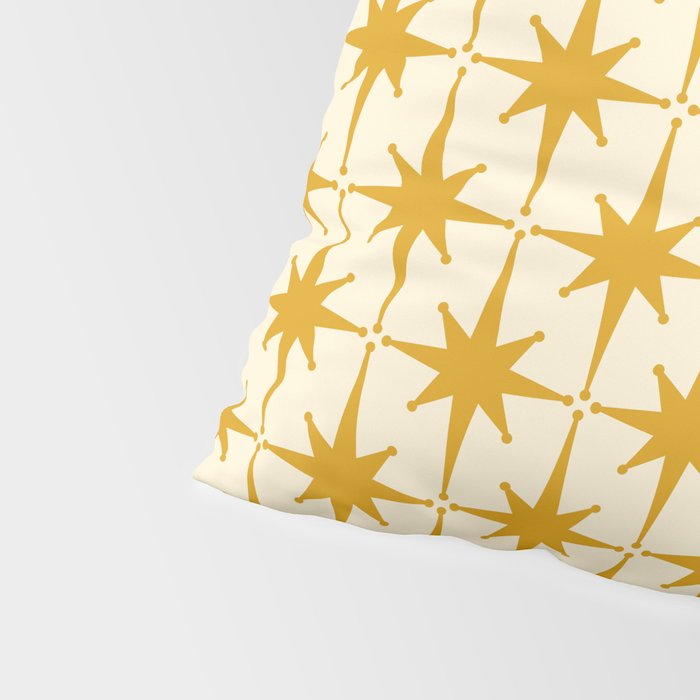 Retro Vintage 50s Starbursts Pattern in Cream and Honey Mustard Pillow Sham Gallery Image 4