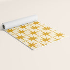 Retro Vintage 50s Starbursts Pattern in Cream and Honey Mustard Yoga Mat Gallery Image 2