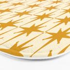Retro Vintage 50s Starbursts Pattern in Cream and Honey Mustard Bath Mat Gallery Image 3