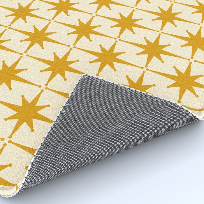 Retro Vintage 50s Starbursts Pattern in Cream and Honey Mustard Rug Gallery Image 4