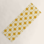 Retro Vintage 50s Starbursts Pattern in Cream and Honey Mustard Yoga Mat Gallery Image 1