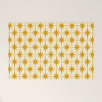 Retro Vintage 50s Starbursts Pattern in Cream and Honey Mustard Welcome Mat Gallery Image 1