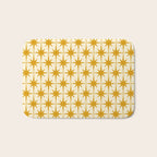 Retro Vintage 50s Starbursts Pattern in Cream and Honey Mustard Bath Mat Gallery Image 1