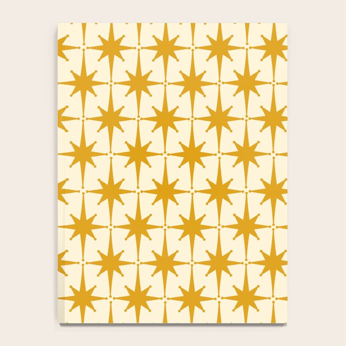 Retro Vintage 50s Starbursts Pattern in Cream and Honey Mustard Notebook Gallery Image 4