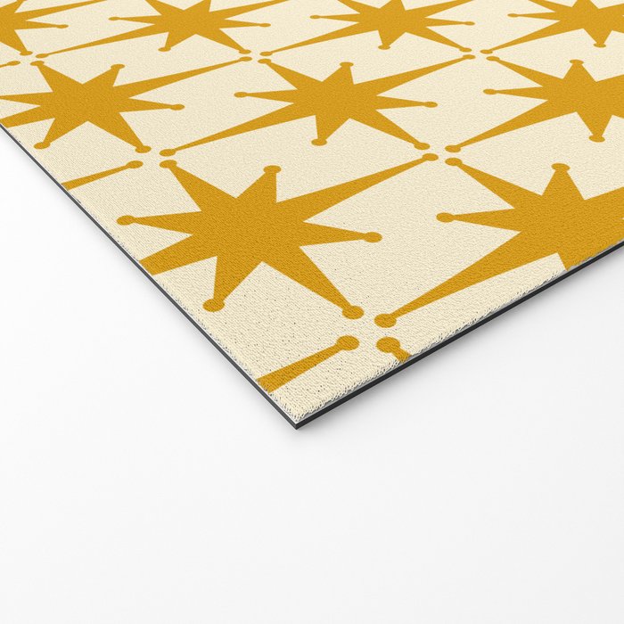 Retro Vintage 50s Starbursts Pattern in Cream and Honey Mustard Welcome Mat Gallery Image 2