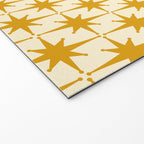 Retro Vintage 50s Starbursts Pattern in Cream and Honey Mustard Welcome Mat Gallery Image 2