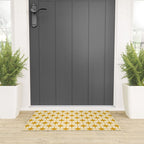 Retro Vintage 50s Starbursts Pattern in Cream and Honey Mustard Welcome Mat Gallery Image 3