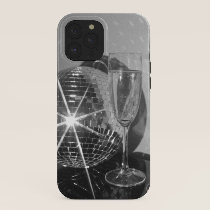 Sparkling Disco Ball Champagne Glasses Retro Black and White Party  Photography Wall Decor iPhone Case Gallery Image 40