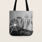 Sparkling Disco Ball Champagne Glasses Retro Black and White Party  Photography Wall Decor Tote Bag Gallery Image 1