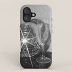 Sparkling Disco Ball Champagne Glasses Retro Black and White Party  Photography Wall Decor iPhone Case Gallery Image 1