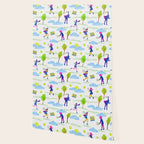 Let's Play Tennis in White & Blue Wallpaper Gallery Image 2